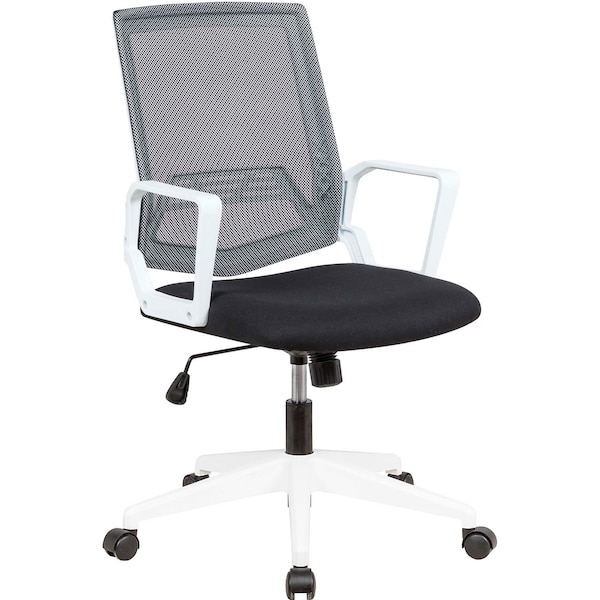Interion By Global Industrial Interion Mesh Task Chair w/ Fabric Seat, Black w/ White Frame 695941 - main